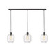 Black Bar 3 Light Pendant With Clear Glass Shade E27 25W Black Bar 3 Light Pendant With Clear Glass Shade E27 25W